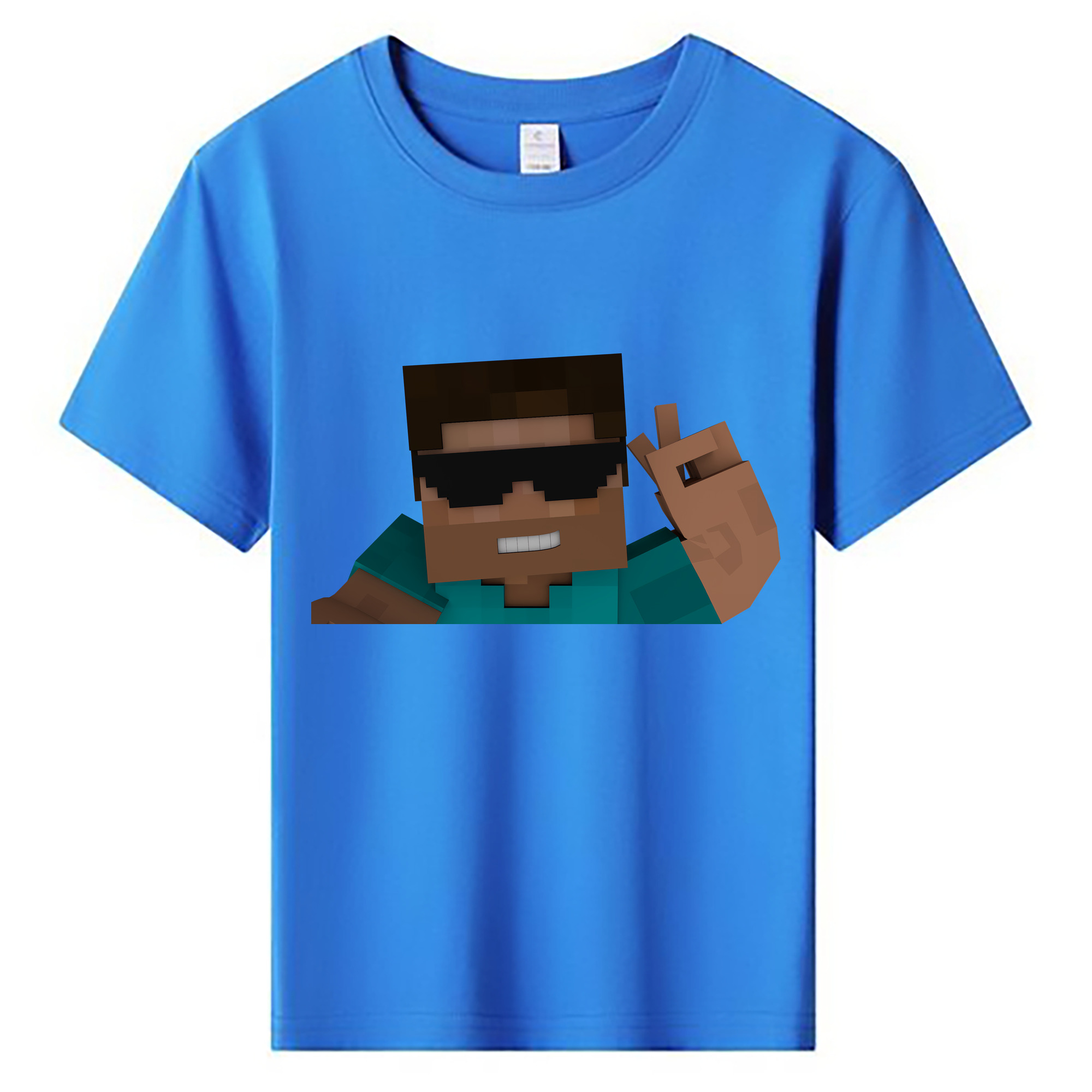 （画像用） マインクラフト ブロックの世界 Minecraft MC Block world 綿100％キッズTシャツ（フロントプリント）